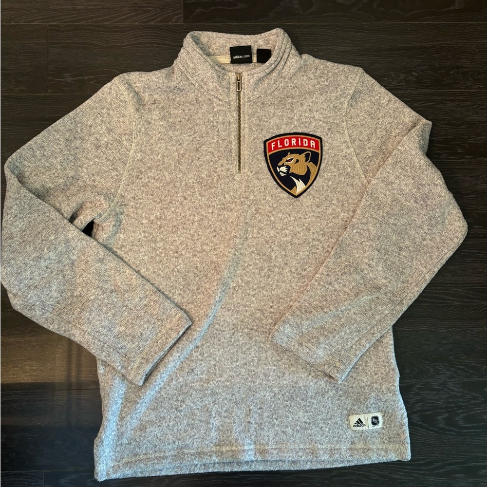 Adidas Gray Zip Up Sweater with Quarter-Zip and Collar